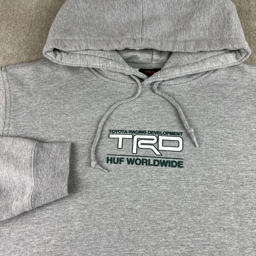 HUF TRD Toyota Racing Development Hoodie Mens L Gray 4Runner Graphic Streetwear